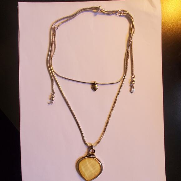 Lucky Brand Jewelry - Lucky Brand Heart Shape double silver chain adjustable necklace Great condition
